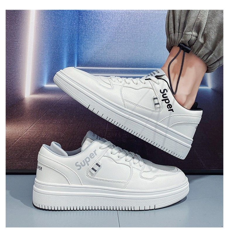 Men's White Shoes Summer Versatile Breathable Low Upper Sports Trendy Board Shoes Casual Sneaker Shoes Men's Lace-up Shoes
