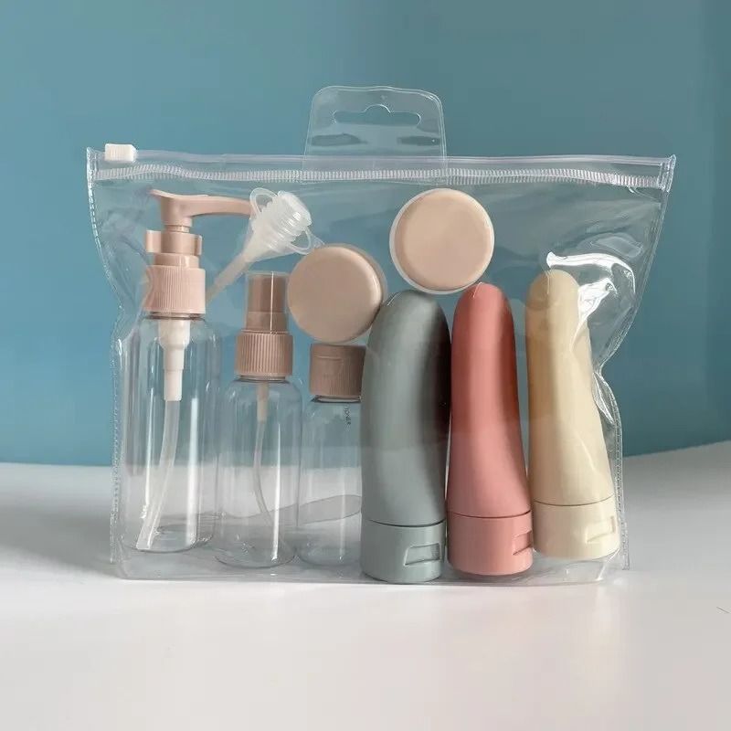 11pcs Travel Bottles Set With Storage Bag Travel Size Empty Liquid Cream Lotion Containers Fine Mist Spray Bottle Squeeze Tubes Cosmetic Storage Box