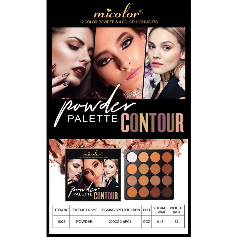 16 Matte Contour Powder Palette- 12 Color Powder, 4 Color Highlighters ,16 In 1MICOLOR Professional Powder Palette