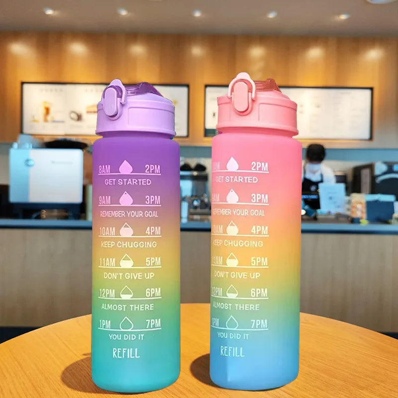 900ML Large Capacity Water Bottle Sports Water Bottles with Time Marker Leak-proof Cup Motivational Portable Water bottle for Outdoor Sport Fitness Kitchen & Dining room appliances