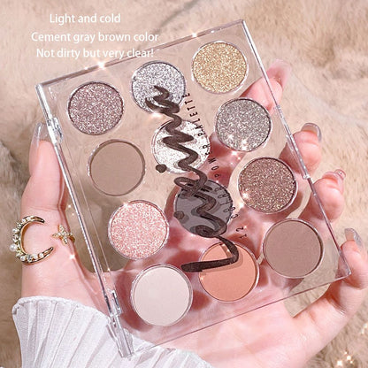 Transparent 12 color magic eye shadow plate pearly matte milk tea earth color high beauty fine flash student parity niche