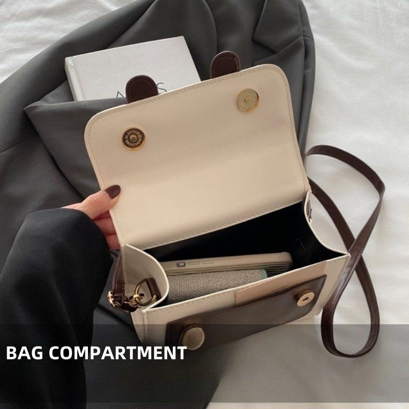 Mateamoda Chic Dual Buckle Medium Satchel Bag with Adjustable Strap Crossbody Bag