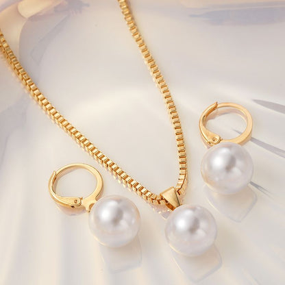 8pcs/Set Earrings Sets + Necklace Women Jewelry Clavicle Chain Creative Personality Cameo Earrings Fashion Accessories Pearl Pendants Valentine's Gifts Fashion Stunning Earrings For Beautiful Girls