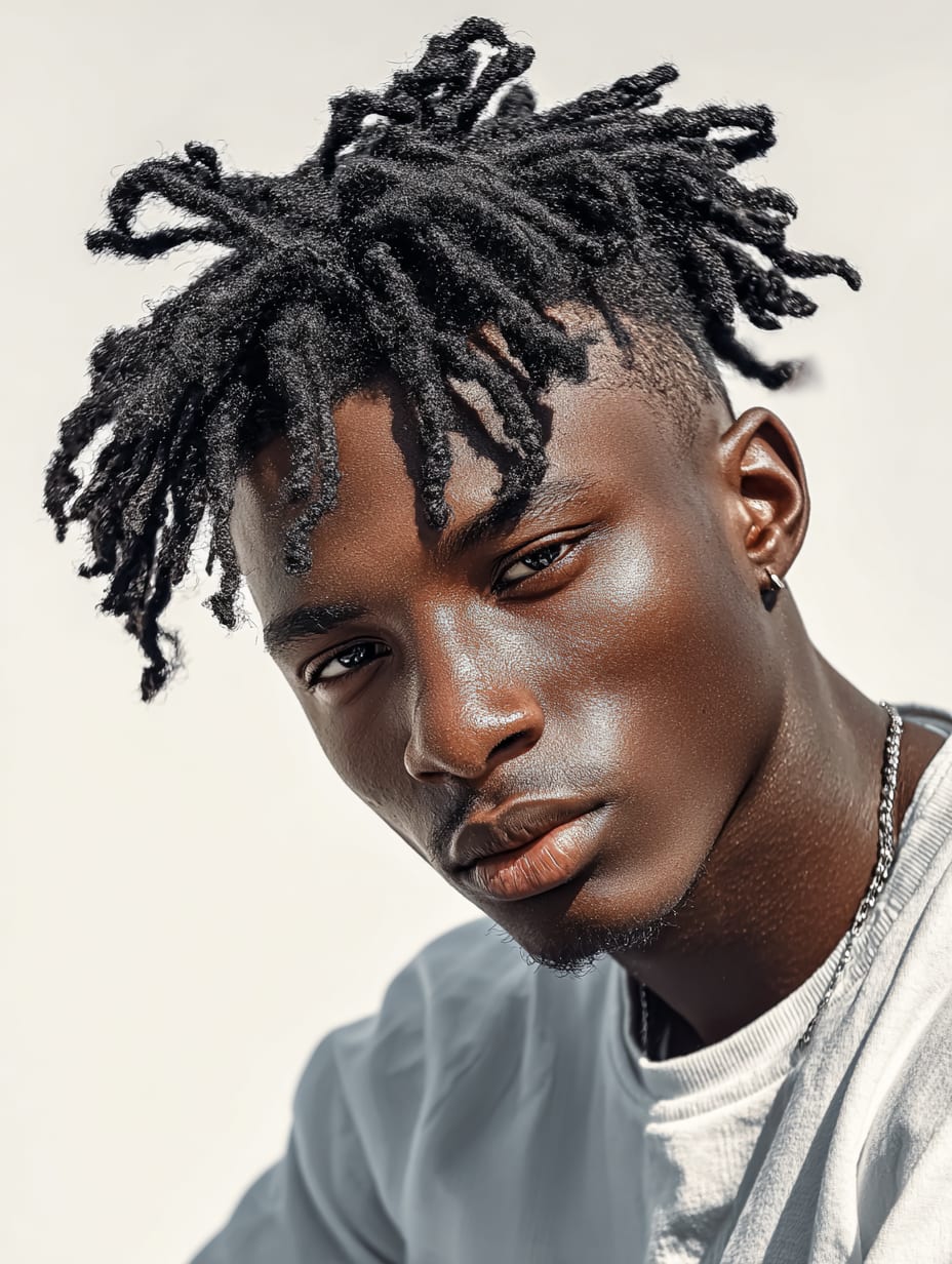 Synthetic Fiber Short Dreadlocks Toupee for Low-Maintenance Styles | Reggae Braid Top & Natural Edge Design (Black, 3-Inch, Quick Install, Lightweight, Secure Fit)