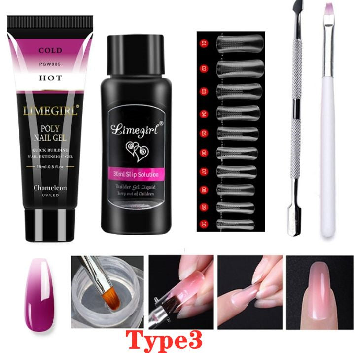 5Pcs nail crystal extension gel set tool including nail plates