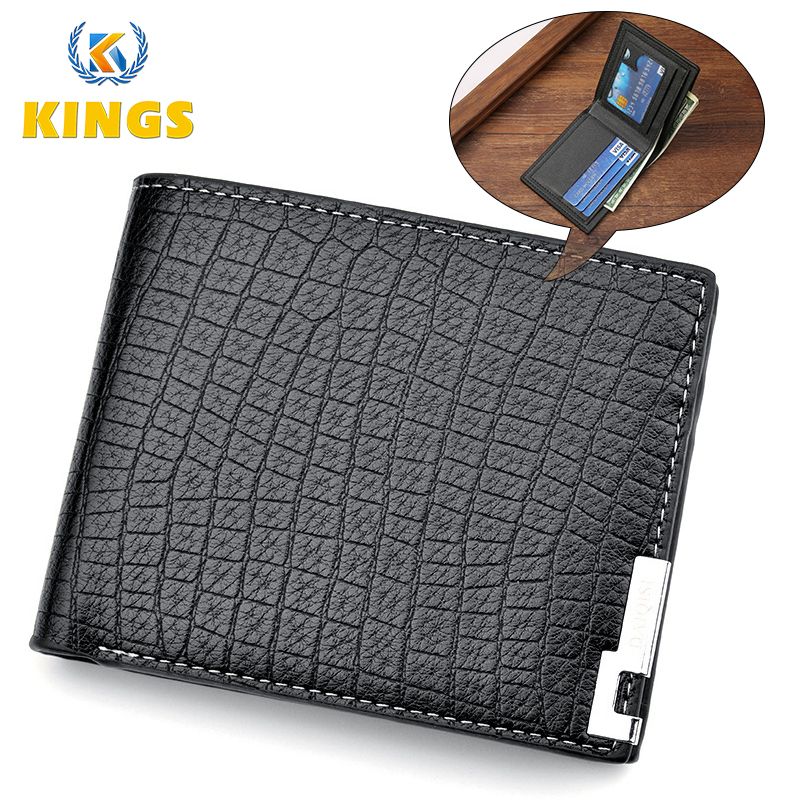 Men Short Wallets Business Billfold Horizontal Wallet Credit Card Holder-Black