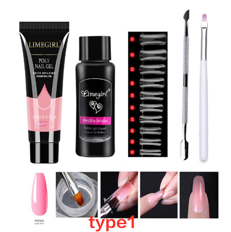 5Pcs nail crystal extension gel set tool including nail plates