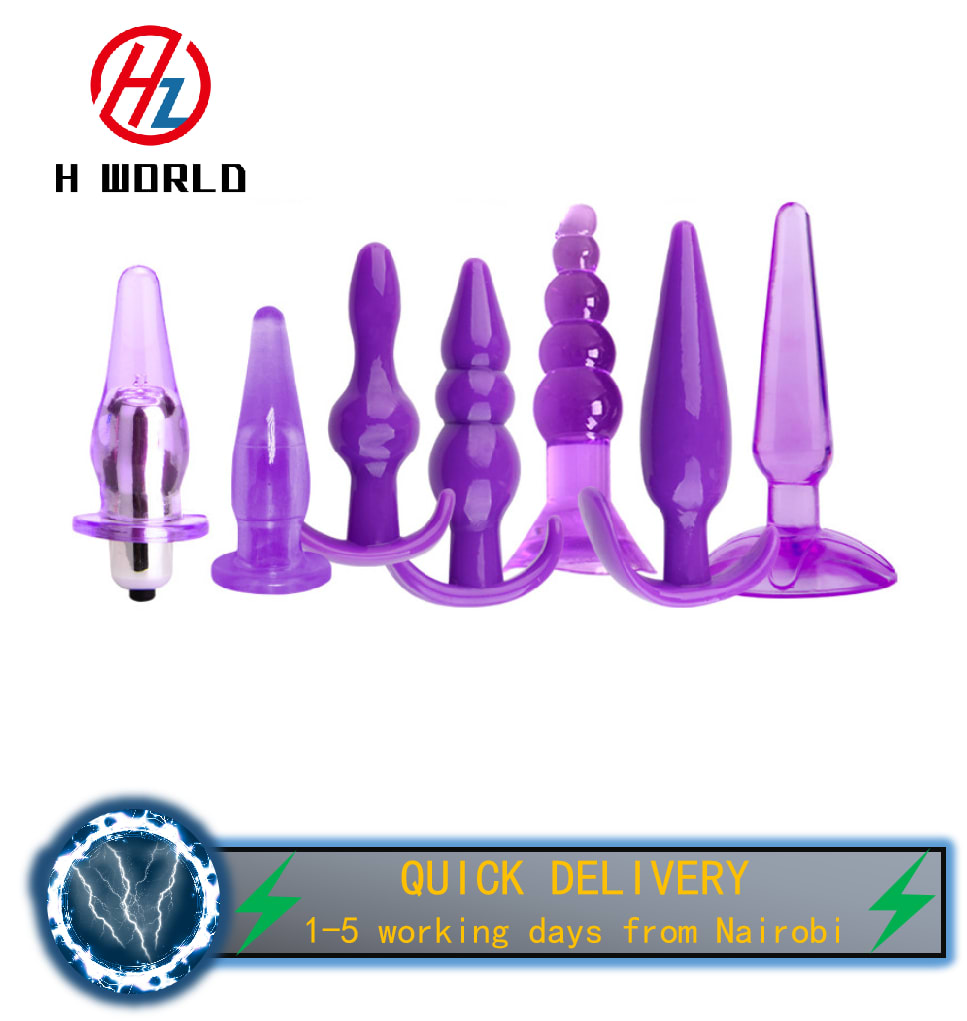 HW Fun anal plug 7-Pieces set 7 PCS Waterproof Silicone Anales 1 Vibrator Trainer combination set adult toy couple sex products