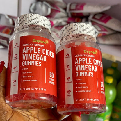 Apple Cider Vinegar (500mg) | Dietary Vinegar For Detox 500mg Sexy Look Detox, Cholesterol, and Energy Vitamins B9 and B12 Promotes Sexy Body ACV Gummies