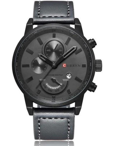 Curren 8301 Men’s 45 mm 3D Dial Watch – Leather Strap Quartz Timepiece with Auto Date, Complete Calendar, Hardlex Face & 3 ATM Water Resistance