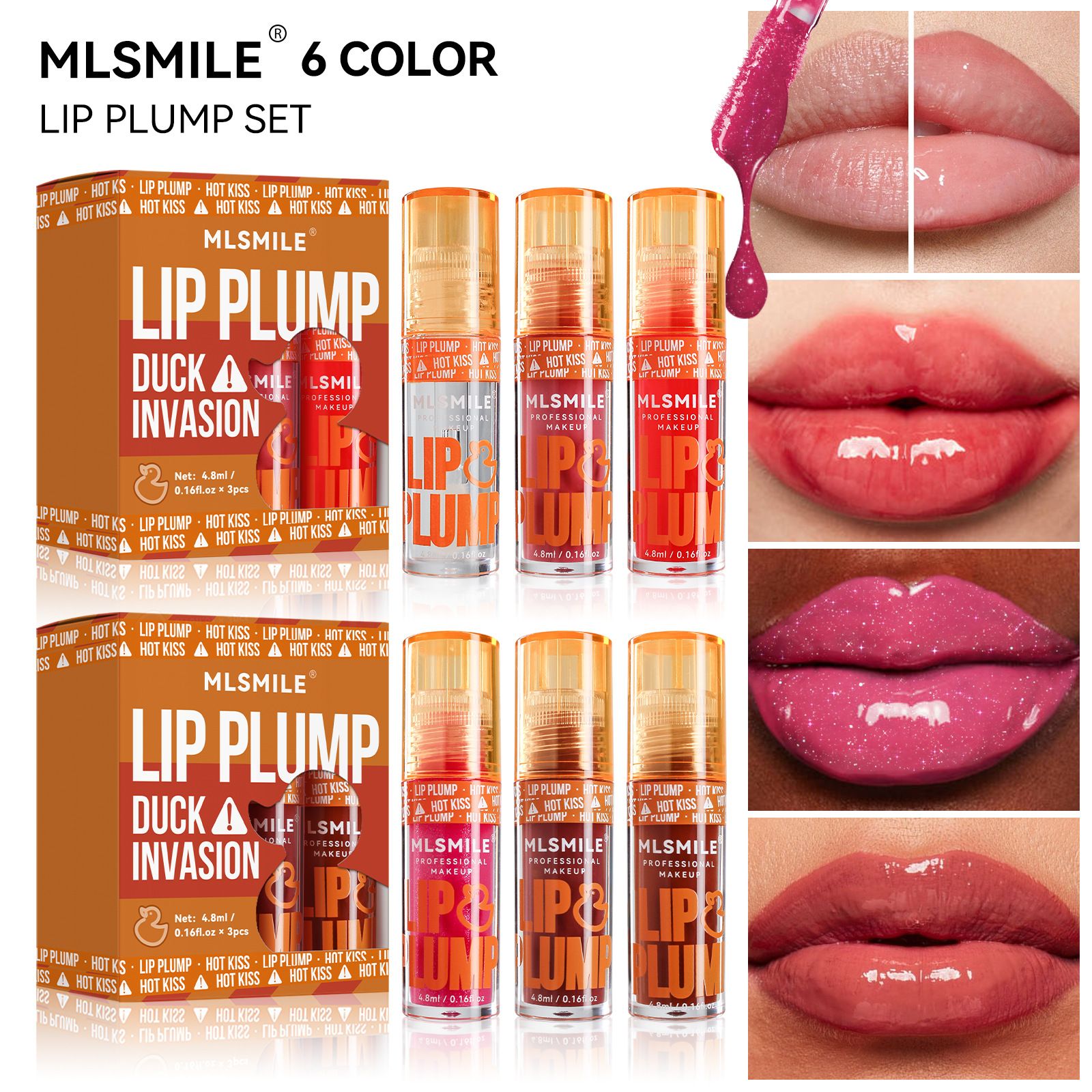 3PCS MLSMILE Lip Gloss Set Duck Mouth Fruit Fragrance Lip Plump Set Lip Oil Moisturizing Mirror Gloss Lip Gloss Beep Lip Glaze Set Lipsticks Set Gift Box