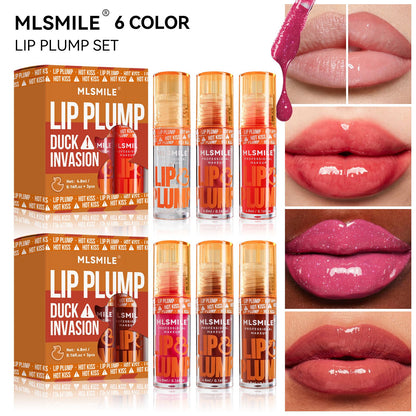 3PCS MLSMILE Lip Gloss Set Duck Mouth Fruit Fragrance Lip Plump Set Lip Oil Moisturizing Mirror Gloss Lip Gloss Beep Lip Glaze Set Lipsticks Set Gift Box