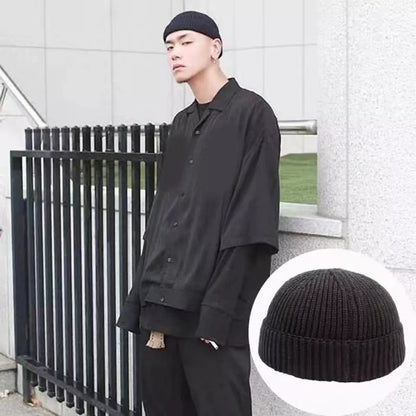 Fashion Hip Hop Beanie Knitted hat Men Skullcap Women Warm Brimless Baggy Melon Hats & Caps short domed knitted hat Men's and women's warm pullover cold hat thin melon