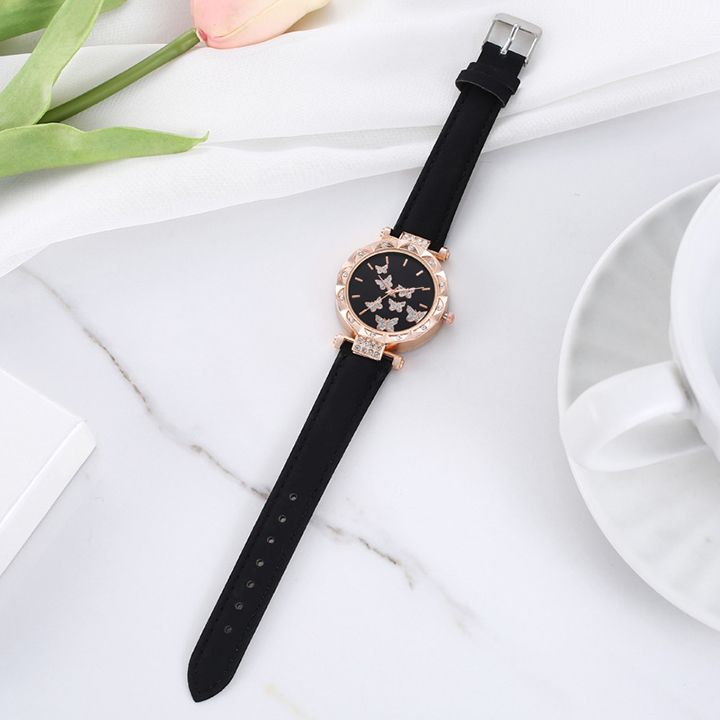 Butterfly Watches Luxury Brand Leather Quartz Women's Watch Ladies Fashion Watch Women Wristwatch Clock For Valentines Gift Favorite Women Giftes