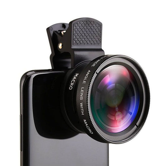 Wide-Angle Lens Distortionless 12.5x Macro 2-In-1 Selfie Phone External Lens