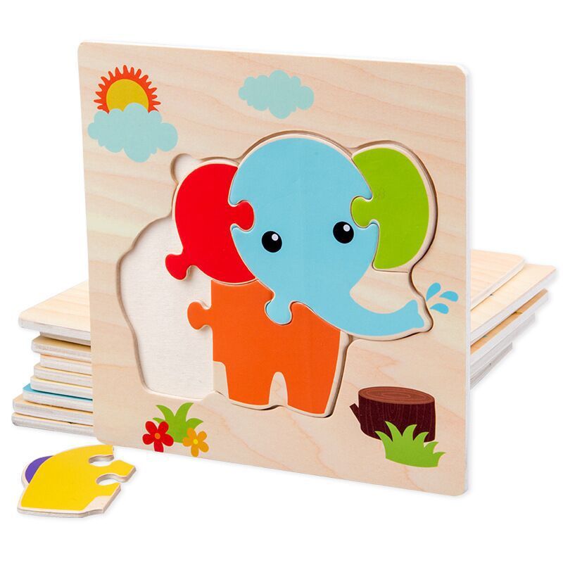 4pcs Wooden Puzzles for Toddlers Ages 1-3, Montessori Toys for 1 2 3 Years Old Girls Boys Baby Kids Puzzle Learning Educational Christmas Birthday Gifts Toys