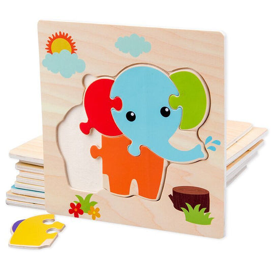 4pcs Wooden Puzzles for Toddlers Ages 1-3, Montessori Toys for 1 2 3 Years Old Girls Boys Baby Kids Puzzle Learning Educational Christmas Birthday Gifts Toys