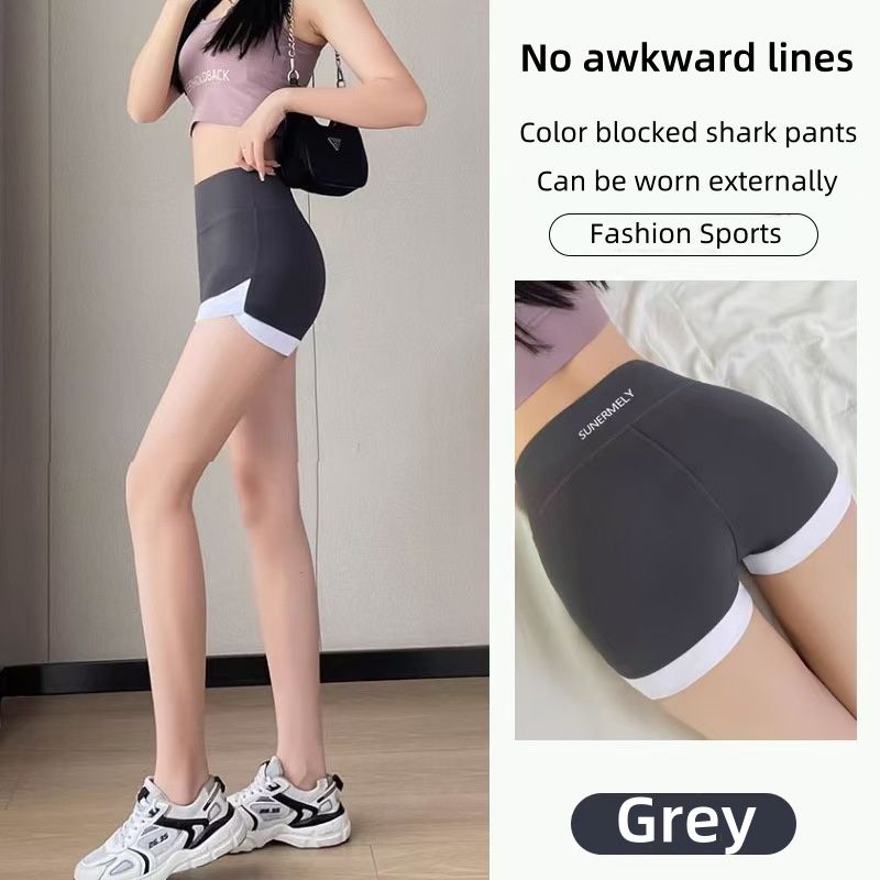 3PCS Women's sports pants Shark pants Safety trousers Leggings Prevent light leakage without curling edges Wearing solid color shark pants outside