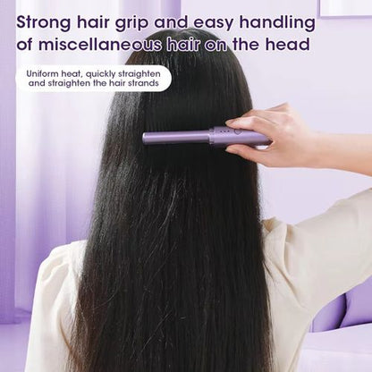 Electric Hot Hair Straighteners USB Charge Hot Comb And Straightening Brush Heating Straight Curly Negative Ion Hot Straightener Hair Styling Tools Hair Beauty Portable Straight Hair Comb Intelligent