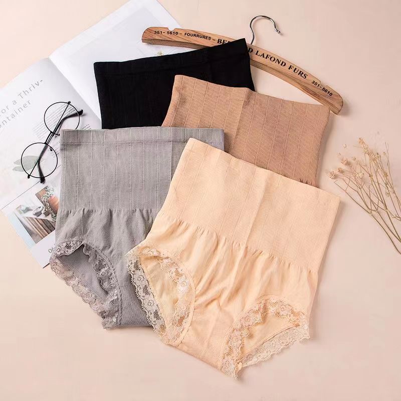 3 Pcs Women's underwear high-waist postpartum tummy tuck pants ladies hip Lift body sculpting pants Girls' lace panties Comfortable body briefs students Lingerie