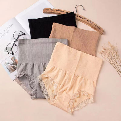 3 Pcs Women's underwear high-waist postpartum tummy tuck pants ladies hip Lift body sculpting pants Girls' lace panties Comfortable body briefs students Lingerie