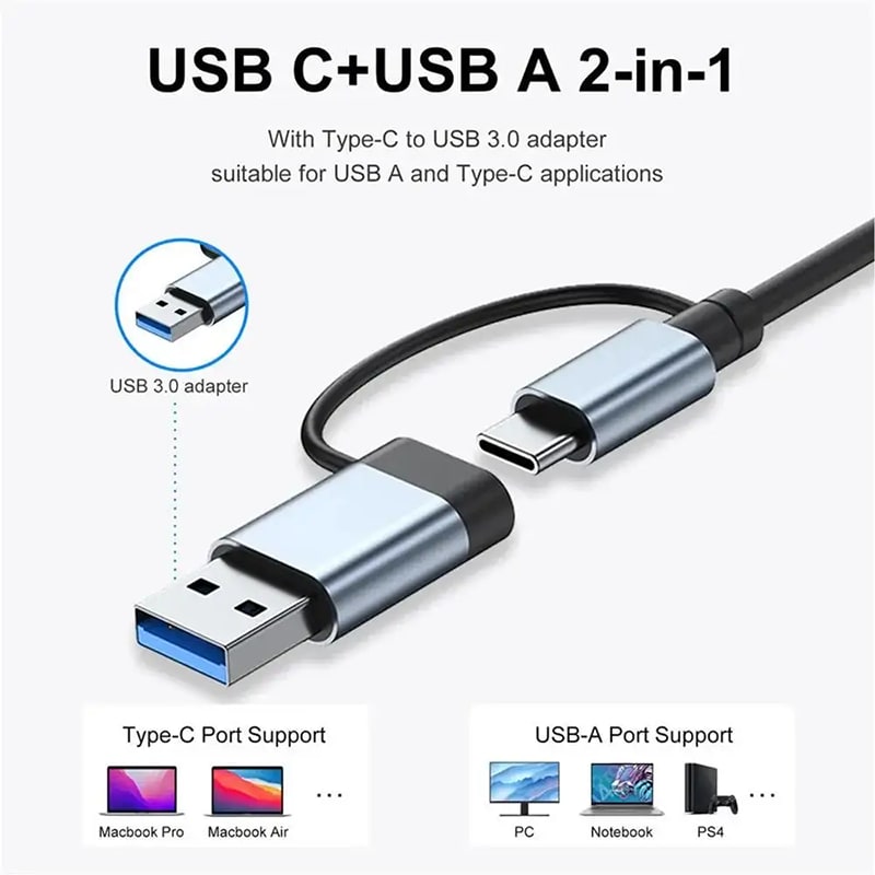 USB C Hub 8 In 1 Type C To Adapter SD/TF Card Reader PD Fast Charge 3.5 Audio Thunderbolt 3 USB Dock For MacBook Pro 8-in-1