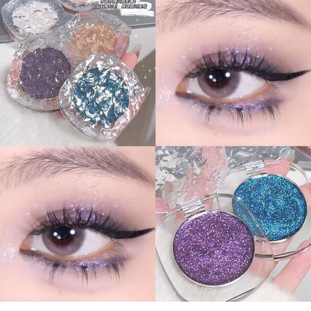Single color explosive flash eye shadow plate delicate, clear, shiny, pearly, broken diamond girls' advanced color eye shadow cream