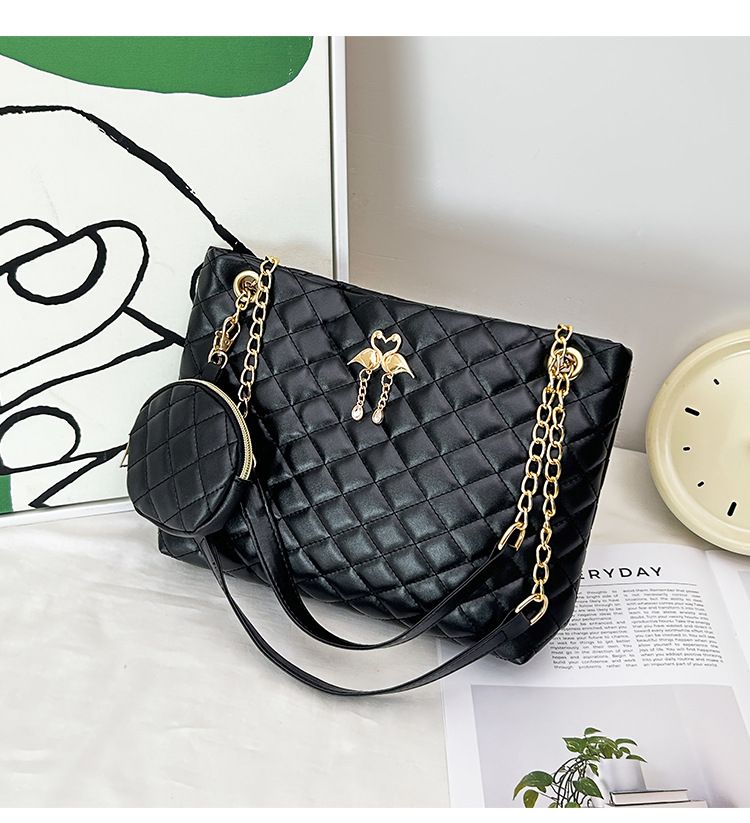 Large capacity Mommy bag Women's bag two-piece shoulder bag printed diamond check bag