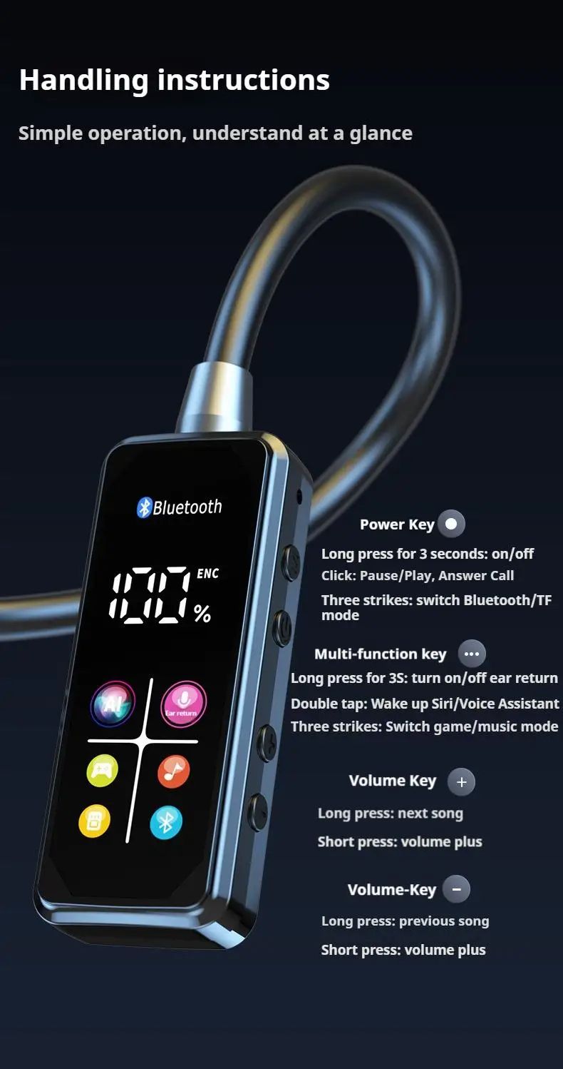 Sports Earphones Two Ears in-ear Wireless Bluetooth Earpods Neckband Earphones Earbuds Ultra-Long Standby Ear Return Monitoring Card Plug-in Noise Reduction Comfortable And Stylish High Quality