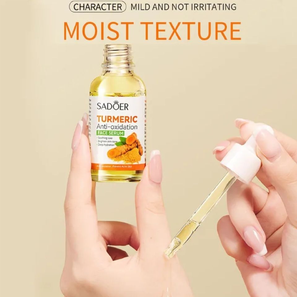 2 in 1 Sadoer Turmeric Serum + Cleanser Anti-Oxidation Face Serum and Turmeric Facial Wash Cleanser for Dark Spots, Turmeric Oil, Turmeric Skin Care Set for Women and Men (Serum Cleanser Set)