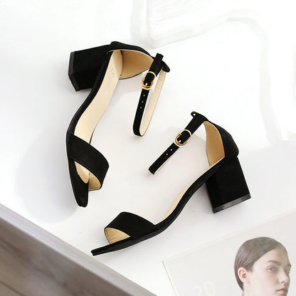 Ladies Shoes Women Shoes Heels Sandals Middle -Heeled Shoes Mid Heel Classic Buckle Famale Shoes On Sale
