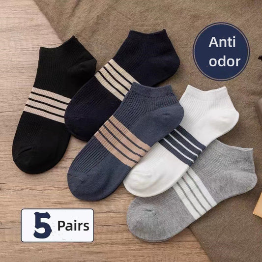 5 Pairs Of Men's Socks Short Sports Sweat-absorbing And Odor-proof Socks Boat Socks Men's Socks Cotton Men's Clothing Casual Socks