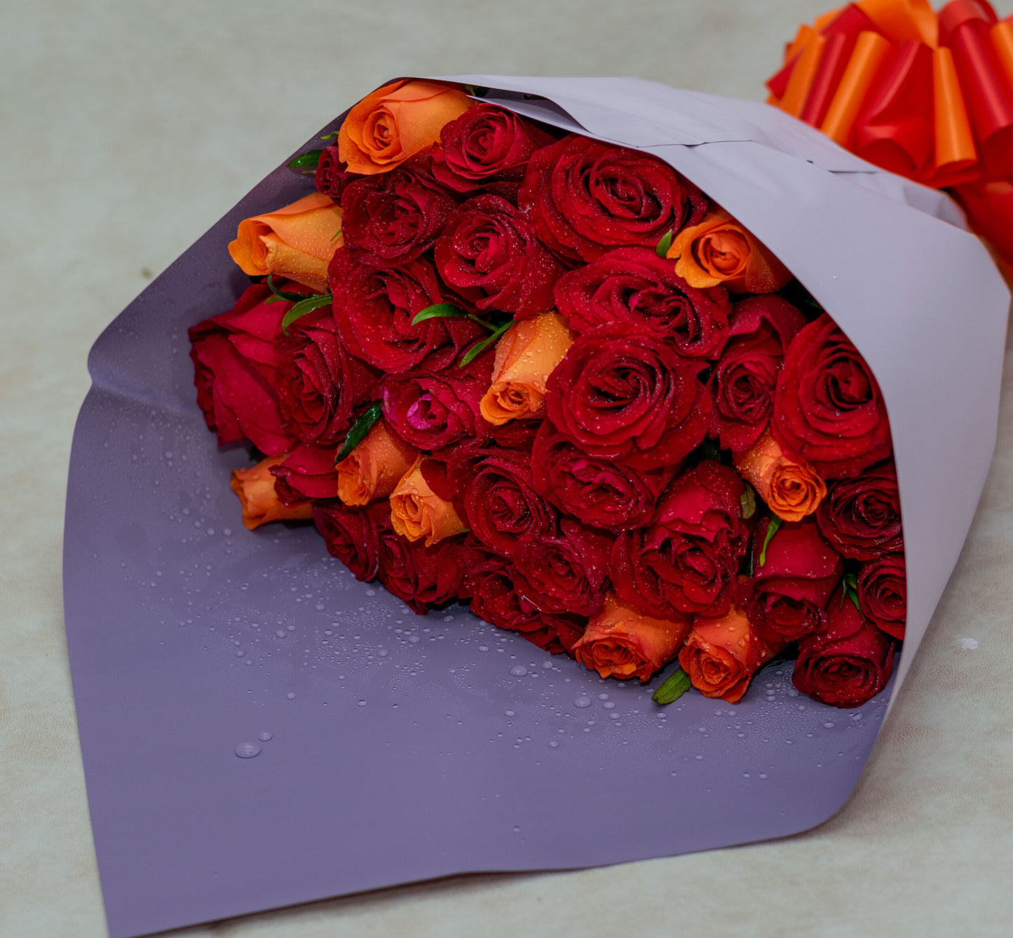Mixed Red and Orange Roses Bouquet