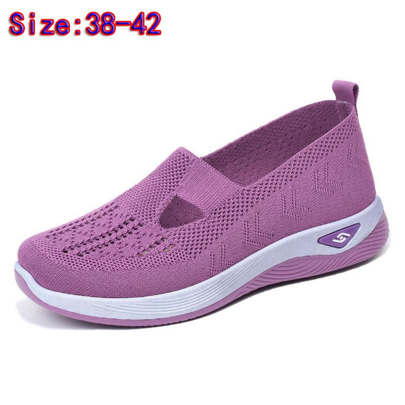 Size 38-42 Women's running shoes single shoes ladies' soft soled casual shoes girls' athletic mesh shoes students Yoga shoes driving shoes Mom gym shoes sneaker Purple