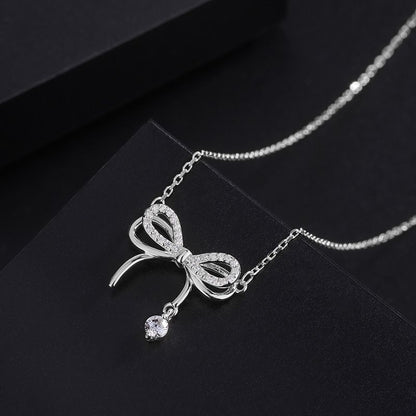 bow-knot necklace Bow with pendant temperament noble pretty Match any occasion and clothes Women's Necklaces