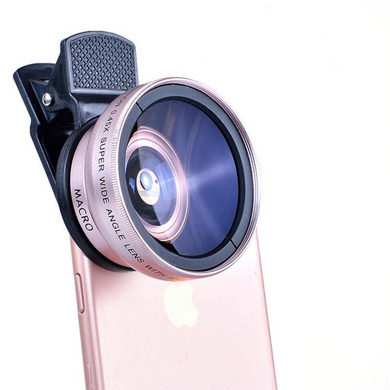 Wide-Angle Lens Distortionless 12.5x Macro 2-In-1 Selfie Phone External Lens