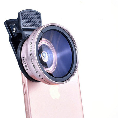Wide-Angle Lens Distortionless 12.5x Macro 2-In-1 Selfie Phone External Lens