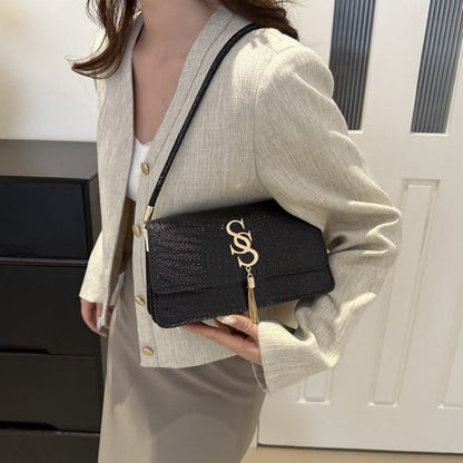 Mateamoda Sophisticated Croc-Embossed Shoulder Bag Underarm Handbag