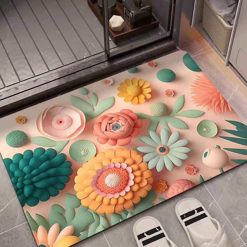 Hot-selling 3D oil painting diatom mud American pastoral absorbent mat non-slip mat Soft Comfortable Indoor Living Room bathroom door quick dry bathroom carpet toilet mat