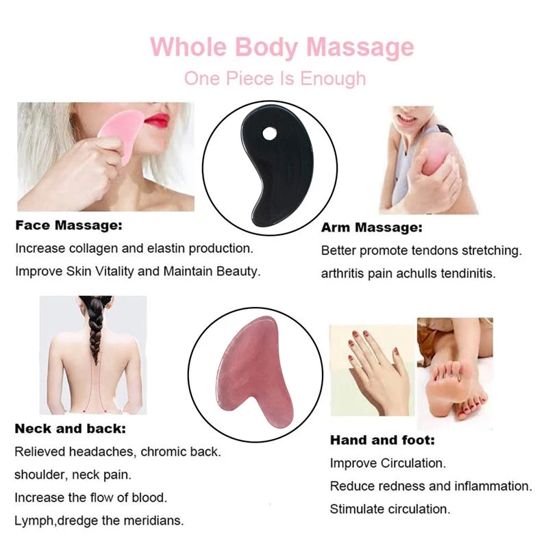 Pink Roller Massager Resin Guasha Scraping Board Facial Skin Care guasha massage for face Scraper SPA Massager Acupuncture Tools