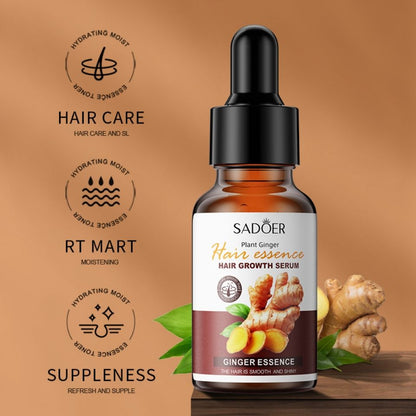 Sadoer Ginger Hair Growth oil Serum Ginger Essence Hair Care Serum Hair Growth Based Product, Effective in Hair Growth,Moisturizing Softening Forked Hair, with Scalp care