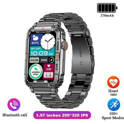 KR88 Men Smart Watch For Android IOS Fitness Watches IP68 Waterproof Military Healthy Monitor AI Voice Bluetooth Call Smartwatch