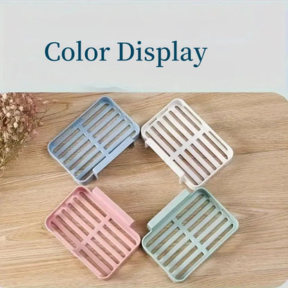 New Arrivals 2PCS Wall Mounted Soap Dishes Rectangular Plastic Soap Holder Bathroom Shower Soap Tray with Drain Kitchen Sponge Organizer