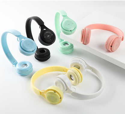 HW Lovely Y08 Bluetooth v5.0 Macaron Colorful Headphone Wireless Upgraded Headphones Support TF card