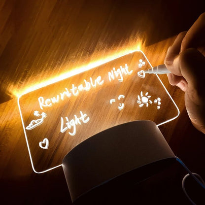 Note Board Creative Led Night Light Erasable Write Message Board Holiday USB Light Transparent Luminous Acrylic Light Gift For Children Girlfriend Decoration Night Lamp Calendar Desktop Ornaments