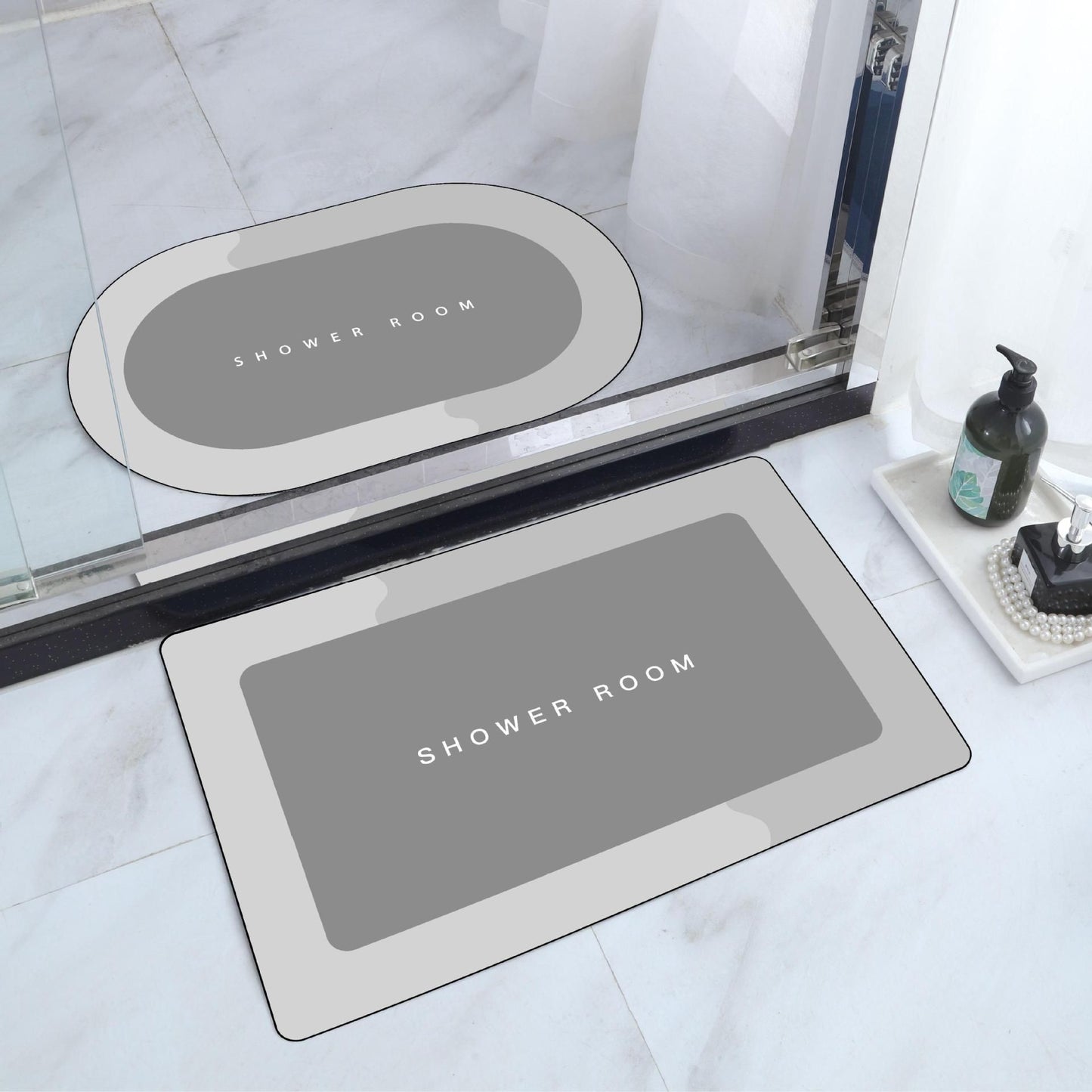2PCSBathroom non slip floor mat, entrance foyer absorbent floor mat, cross-border household bathroom printed foot mat