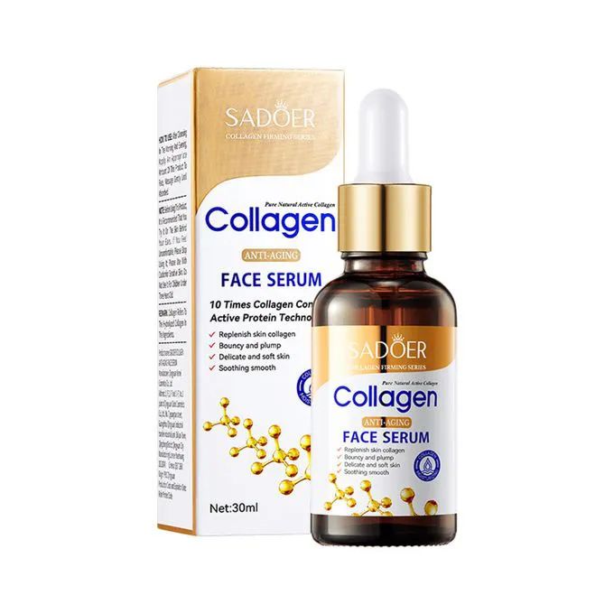SADOER Collagen Face Serum For Skin Tightening Helps Lift, Plump & Firm Sagging Skin Serums For Skin Care Anti Wrinkle Boost, Fragrance Free Pure Natural Active Collagen Facial Serum, Anti Aging