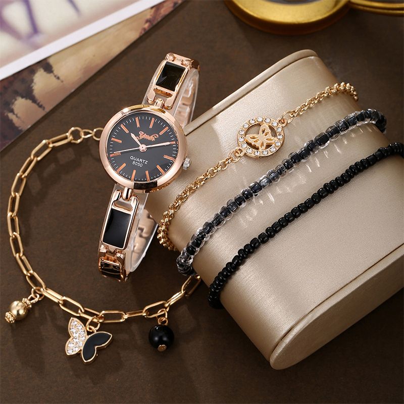5pcs Women's Watch Set Fashion Casual Butterfly Quartz Watch Fashion Casual Bracelet Watch Set
