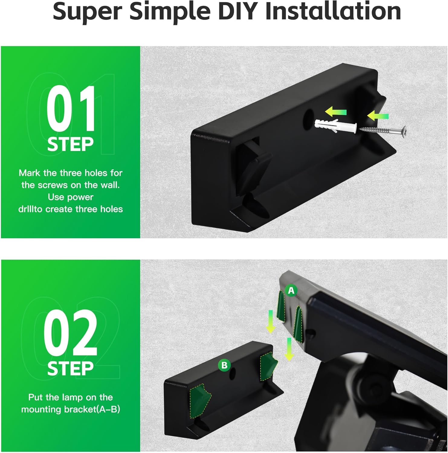 Solar Wall Lamp, 4-Head Solar Power Light, 333 LED Solar Light, Wireless Flood Lights Outdoor，3000 Lumens, 6500K, Motion Sensor, IP65 Waterproof, 270° Lighting Range for Street, Garden, Pathway