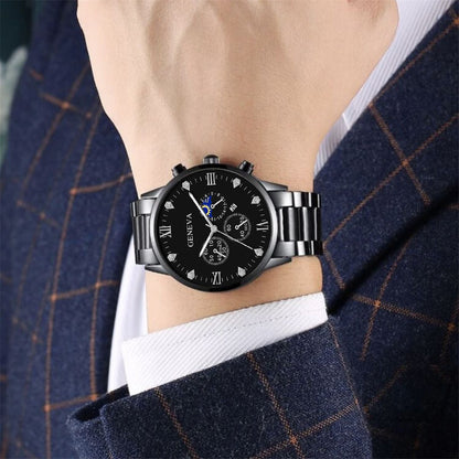 Quartz Watches This Year's Popular Personality Fashion New Steel Strap Watch Men's Simple Leisure Rudder Set Bracelet Quartz Watch